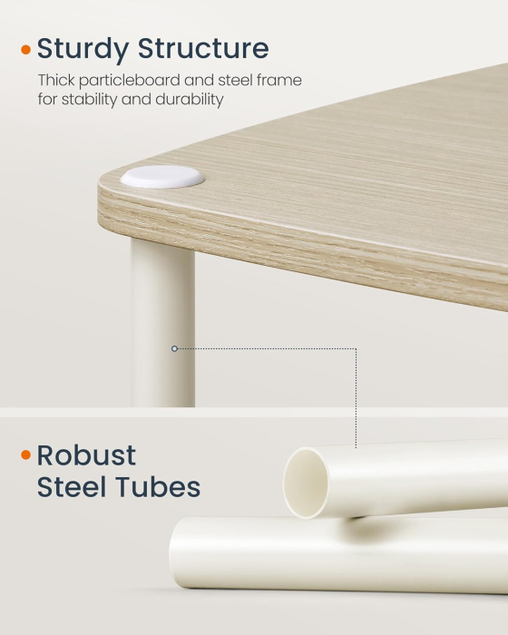 SONGMICS Masuta laterala tip noptiera, cu 3 rafturi si cos textil, cadru metalic, 30x34x58 cm, bej [2]