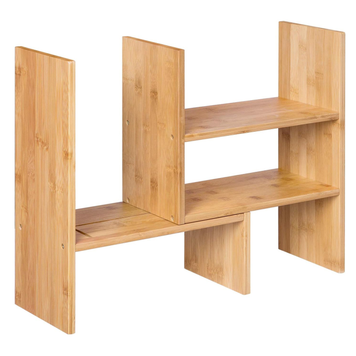 SONGMICS Organizator modular cu 3 forme de depozitare reglabile, din bambus, 65x15x40 cm, maro [1]