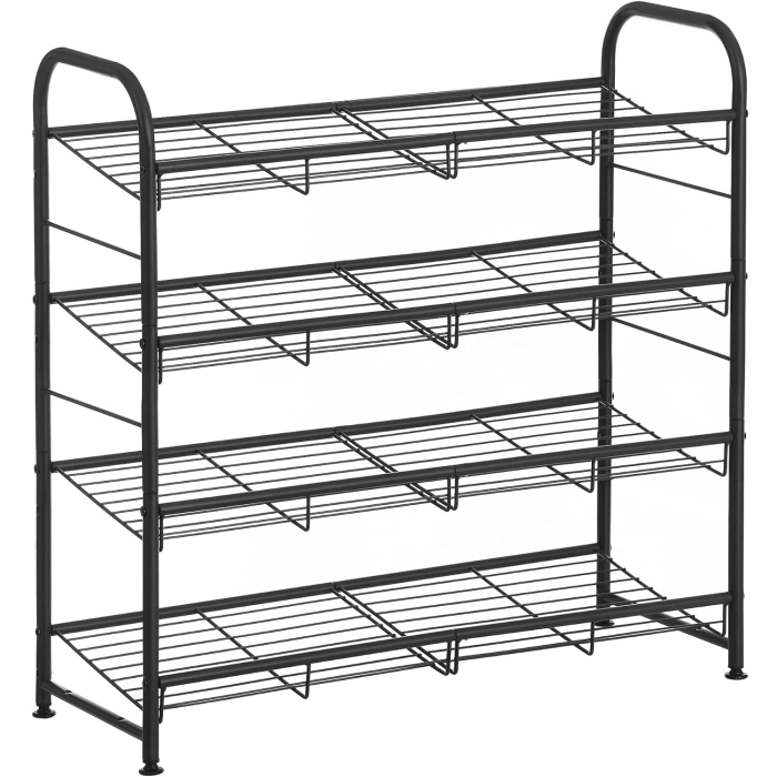 SONGMICS Pantofar cu 4 rafturi de depozitare, din metal, polite cu unghi reglabil, 28x69x65cm, negru [1]