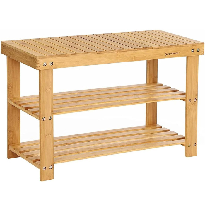 SONGMICS Raft de depozitare din bambus, cu 3 niveluri, 28x70x45cm, maro [1]