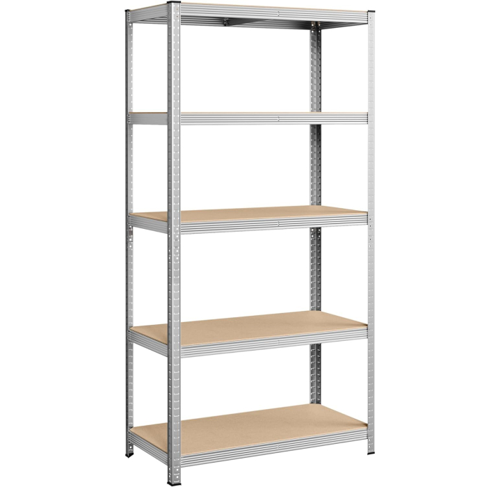 SONGMICS Raft de depozitare metalic, cu rafturi din MDF, 5 polite, max. 600 kg, 200x100x50cm, argintiu [1]