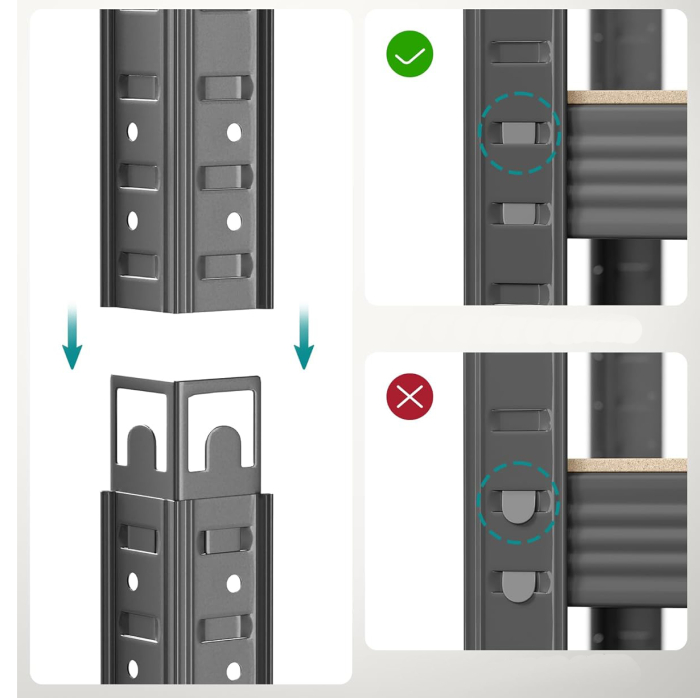SONGMICS Raft de depozitare metalic, cu rafturi din MDF, 5 polite, max. 600 kg, 200x100x50cm, gri [5]