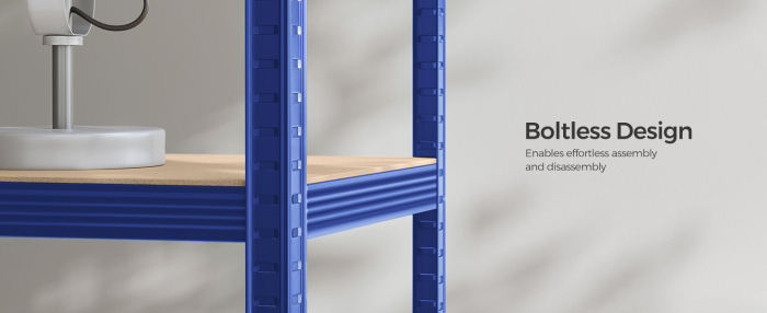 SONGMICS Raft de depozitare metalic, cu rafturi din MDF, 5 polite, max. 875 kg, 180x90x40cm, albastru [10]