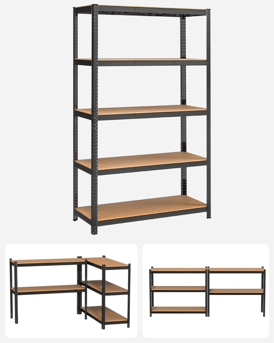 SONGMICS Raft de depozitare metalic, cu rafturi din PAL, 5 polite, max. 875 kg, 200x120x60cm, negru [7]