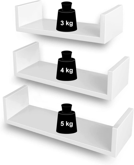 SONGMICS Rafturi plutitoare de perete, set 3 bucati, MDF, 30, 35 si 40 cm, alb [3]