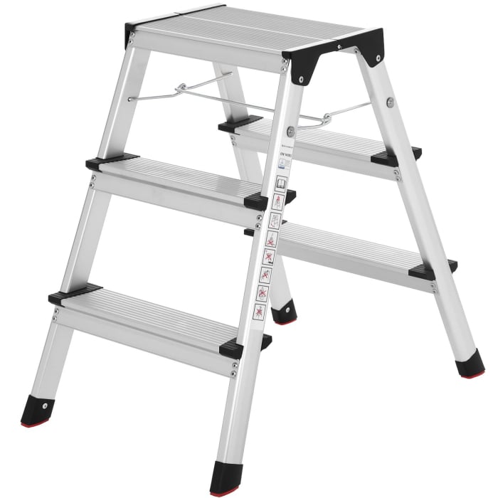 SONGMICS Scara dubla din aluminiu, multifunctionala, sarcina 150kg, cu 3 trepte, 59x44x62cm [1]
