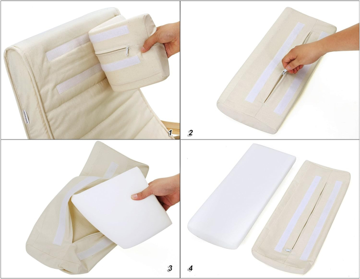 SONGMICS Scaun balansoar din lemn, suport picioare reglabil, maxim 150kg, 55x115x91cm, bej [5]