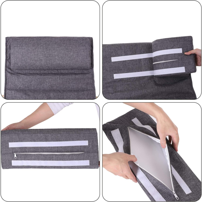 SONGMICS Scaun balansoar din lemn, suport picioare reglabil, maxim 150kg, 67x115x91cm, gri inchis [6]