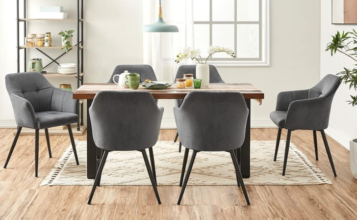 SONGMICS Scaun living tapitat din catifea cu cotiere, sarcina 110 kg, 61x60x87 cm, gri [9]