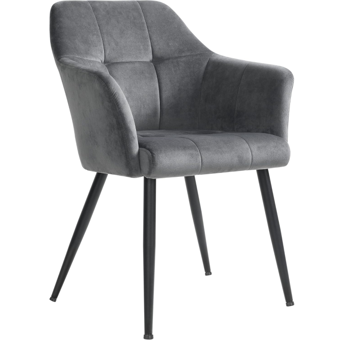 SONGMICS Scaun living tapitat din catifea cu cotiere, sarcina 110 kg, 61x60x87 cm, gri [1]