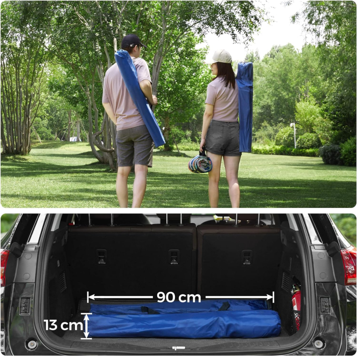 SONGMICS Set 2 scaune pliabile de camping sau pescuit, suport pahar, maxim 150kg, albastru [15]