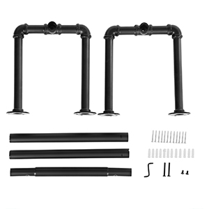 SONGMICS Set 2 sine metalice de agatat haine, montare pe perete, aspect industrial, 112x30x30cm, negru [4]