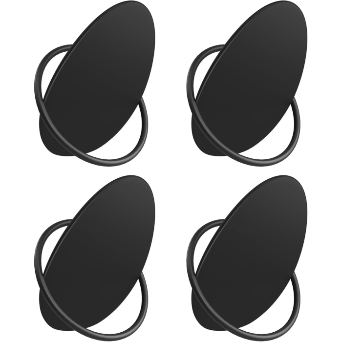 SONGMICS Set 4 carlige perete, design oval din otel, 5 kg per carlig, 9x5x7 cm, negru [1]