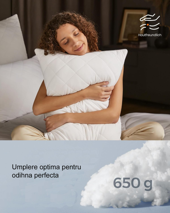 SONGMICS Perna reversibila cu 2 fete pentru iarna sau vara, 40x80 cm, umplutura 650 g, alb [2]