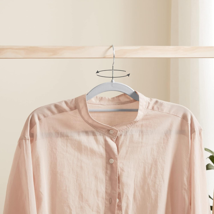 SONGMICS Set de 30 de umerase pentru haine, anti-alunecare, bara de cravata si carlig pivotant, 42cm, gri [6]