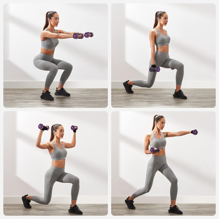 SONGMICS Set de 6 gantere hexagonale cu suport, 2x1kg 2x1.5kg 2x2 kg, multicolor [3]