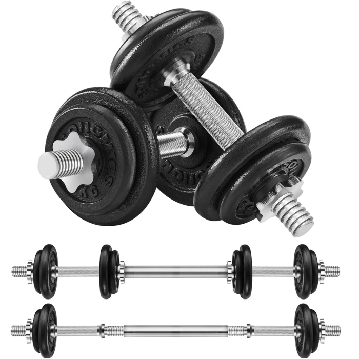SONGMICS Set gantere si haltera reglabile, integral din otel, 20kg [1]