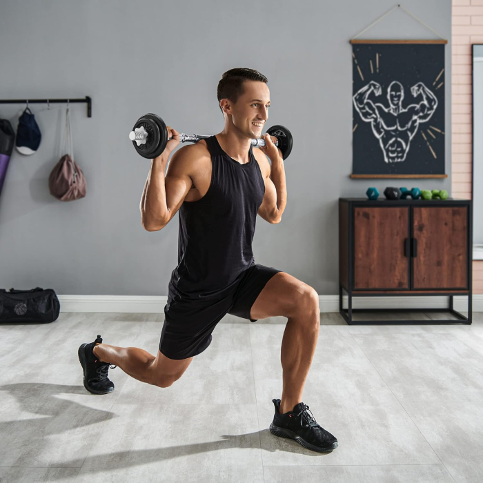 SONGMICS Set gantere si haltera reglabile, integral din otel, 20kg [4]