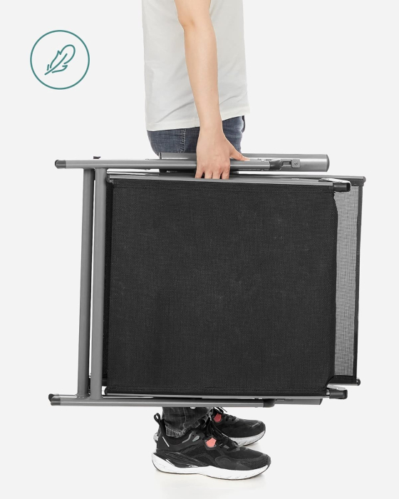 SONGMICS Sezlong pliabil, cu saltea groasa si tetiera, spatar reglabil, maxim 150kg, 183x60x39cm, negru [8]