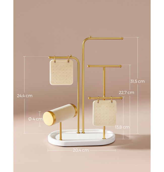 SONGMICS Stand suport pentru depozitare si expunere bijuterii, otel, 11x20x32 cm, auriu [6]