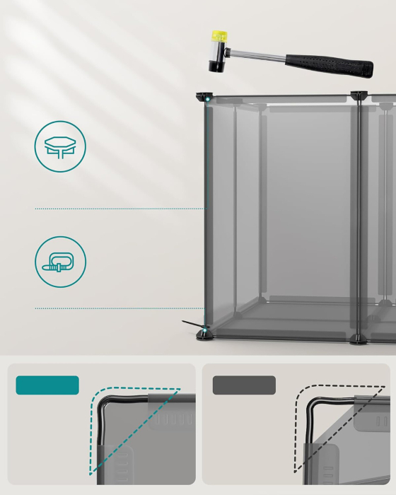 SONGMICS Tarc modular pentru animale mici, ABS, configurabil, 125x63x42 cm, gri [5]
