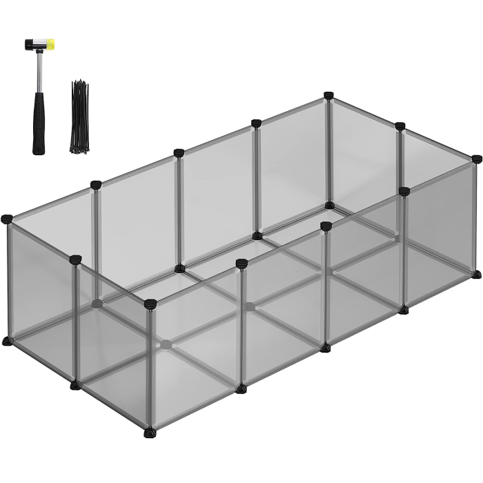 SONGMICS Tarc pentru animale de companie, din plastic, DIY, configurabil, 143x73x46cm, gri [1]