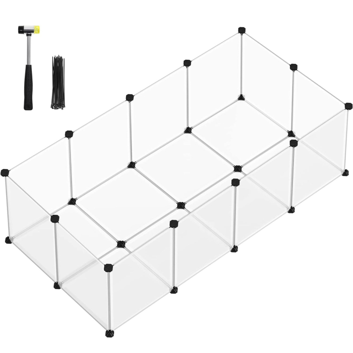 SONGMICS Tarc pentru animale mici rozatoare, din plastic, modulara DIY, 143 x 73 x 46 cm, alb [1]