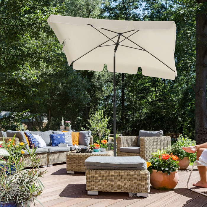 SONGMICS Umbrela terasa gradina sau plaja, cu inclinare, husa, 180x125cm, bej [2]