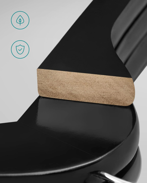 SONGMICS Umerase haine 45x23 cm, set 20 buc, lemn masiv cu bara pentru pantaloni si carlig rotativ, negru [3]