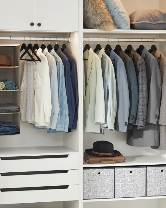 SONGMICS Umerase lemn set 10 bucati, cu bara pantalon antialunecare, carlig rotativ 360°, 45x23 cm, negru [5]