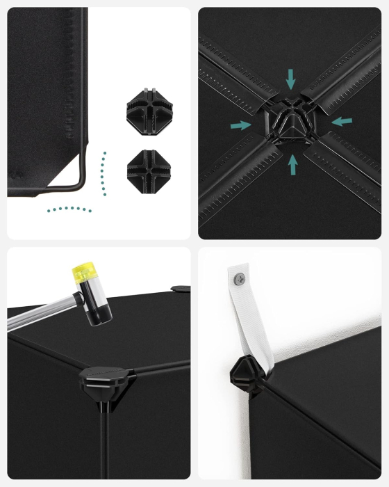 SONGMICS Unitate de depozitare cu 16 cuburi, pentru pantofi sau haine, personalizabil, 31x123x123 cm, negru [5]