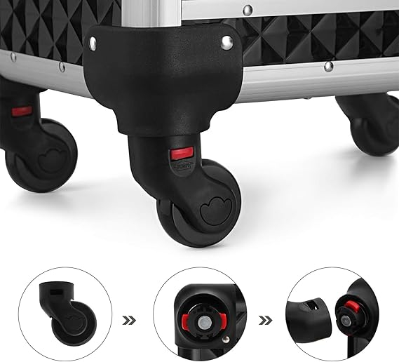 SONGMICS Valiza pentru cosmetice cu roti, profesionala, inchidere cu cheie, 24x34x56cm, negru [9]