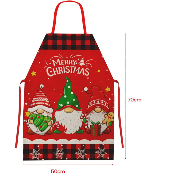 Sort de Bucatarie Decorativ, , Tema Craciun, 50 x 70 cm, Model 3 Elfi, din Poliester, Rosu [4]