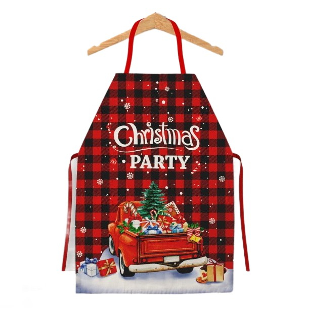 Sort de Bucatarie Decorativ, , Tema Craciun, 50 x 70 cm, Model Christmas Party, din Poliester, Rosu [1]