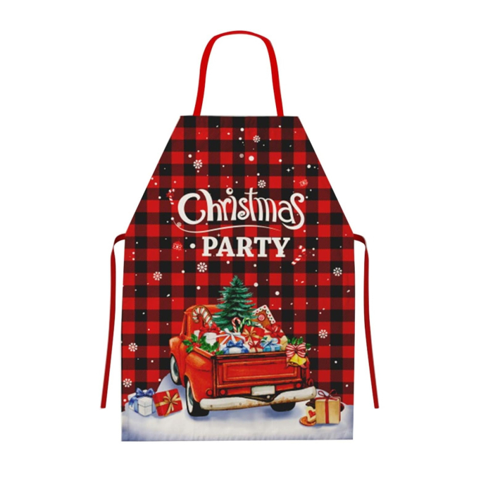 Sort de Bucatarie Decorativ, , Tema Craciun, 50 x 70 cm, Model Christmas Party, din Poliester, Rosu [3]