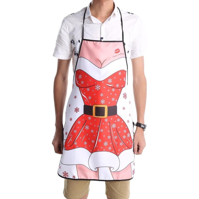 Sort de Bucatarie Decorativ, , Tema Craciun, 50 x 70 cm, Model Craciunita, din Poliester, Rosu [5]