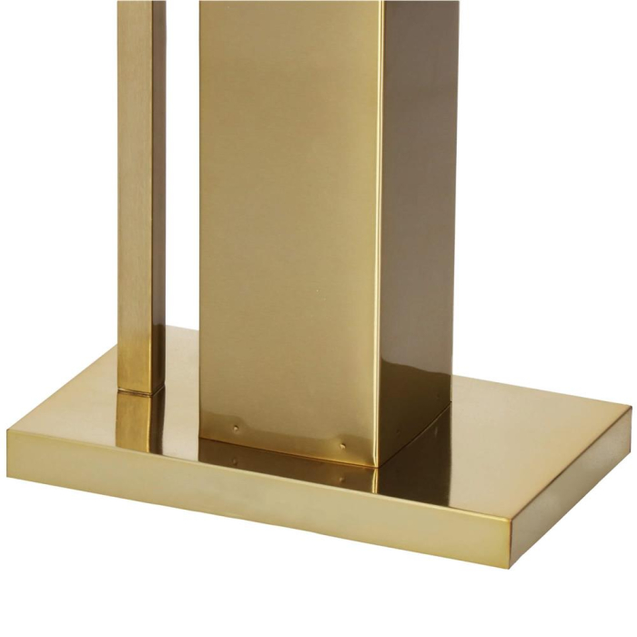 Stand cu perie WC si suport hartie igienica, metal si bambus, 67cm, auriu [8]