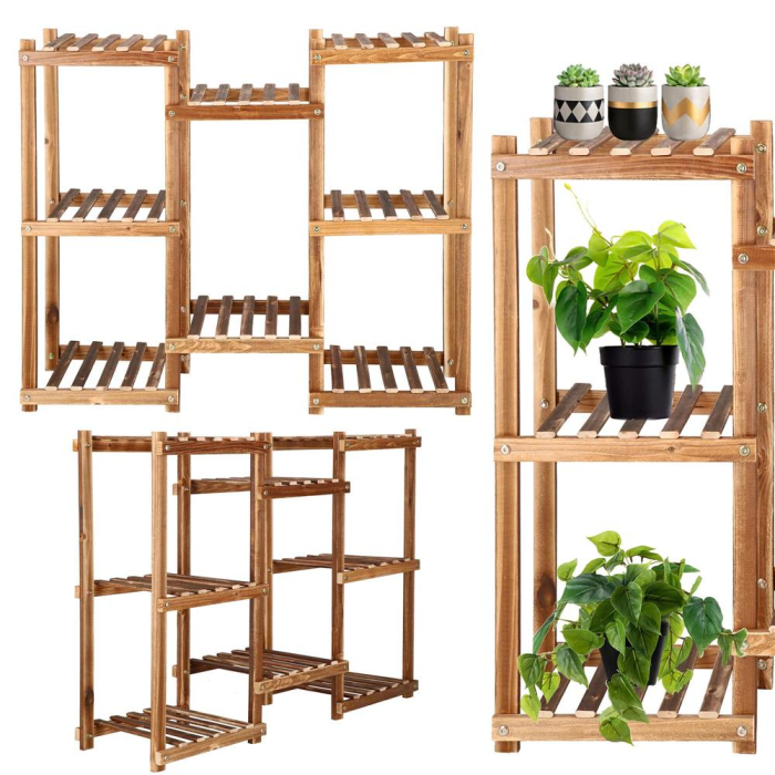 Stand de flori din lemn cu 8 etajere suport GA198, 85x70cm [12]