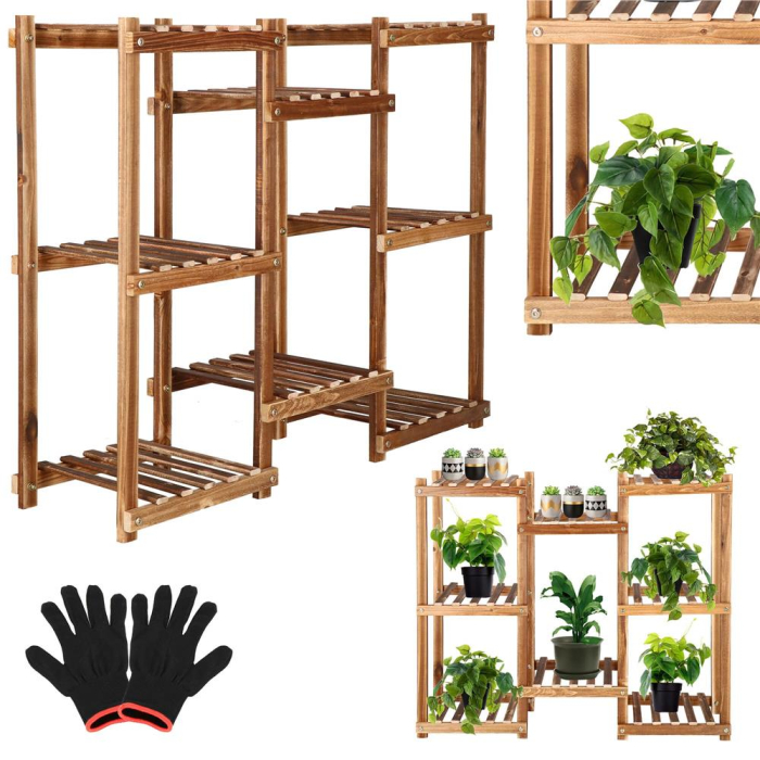 Stand de flori din lemn cu 8 etajere suport GA198, 85x70cm [11]