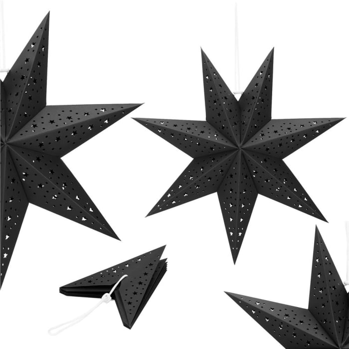 Stea decorativa 3D din hartie ajurata, 50cm, neagra [3]