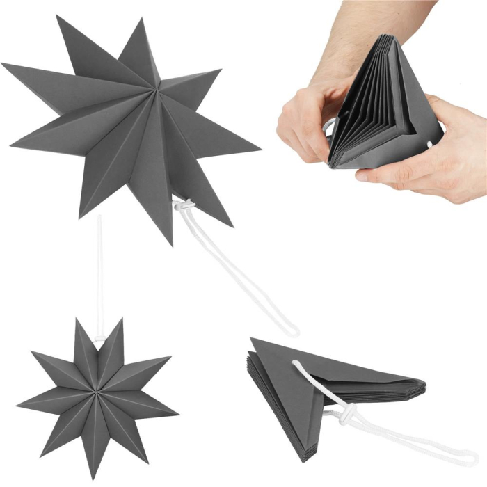 Stea decorativa 3D din hartie, cu 9 colturi, 30cm, argintie [14]