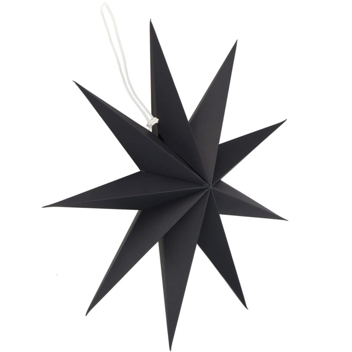 Stea decorativa 3D din hartie, cu 9 colturi, 60cm, neagra [10]