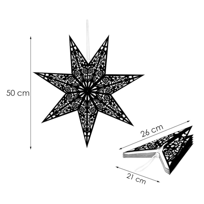 Stea decorativa 3D din hartie si pasla ajurata, 50cm, neagra [15]