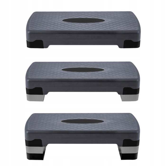 Stepper aerobic fitness, ajustabil 3 nivele, sarcina 350 kg, 28x68x20cm, negru si gri [2]