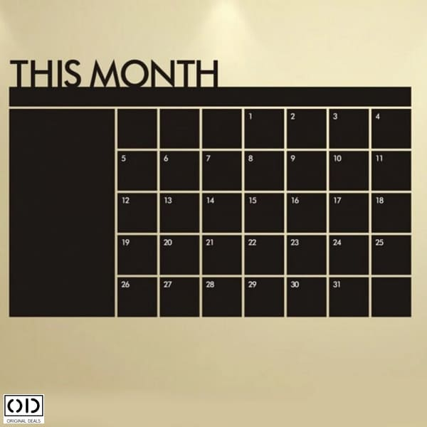 Sticker Autocolant  Calendar de tip Tabla cu Organizator si Planificator pentru 31 de zile ale lunii [7]