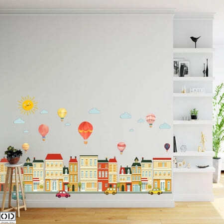 Sticker Autocolant Decorativ Cladiri si Baloane cu Aer Cald, 50 x 70cm [5]