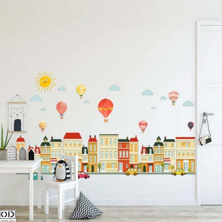 Sticker Autocolant Decorativ Cladiri si Baloane cu Aer Cald, 50 x 70cm [6]