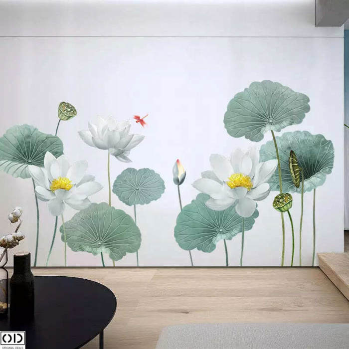 Sticker Autocolant Decorativ pentru Living si Camera, Flori de Lotus [7]