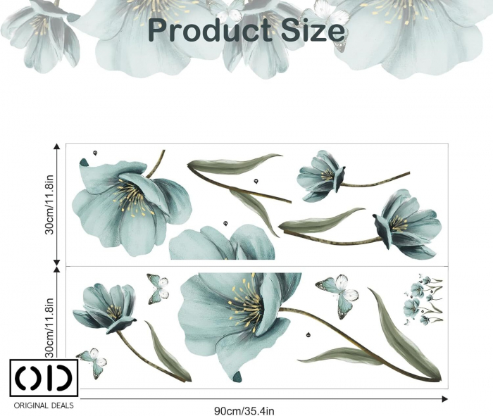 Sticker Decorativ pentru Perete, Mobila, sau Geam, Model Flori de Maci si Fluturi, Autocolant din Vinil PVC [12]