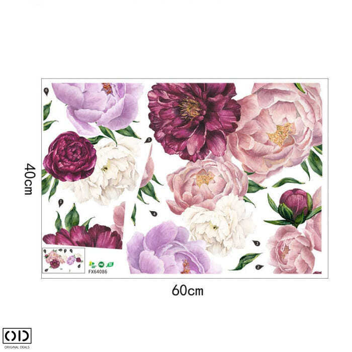Sticker Autocolant, Flori Decorative Bujori, Roz [4]